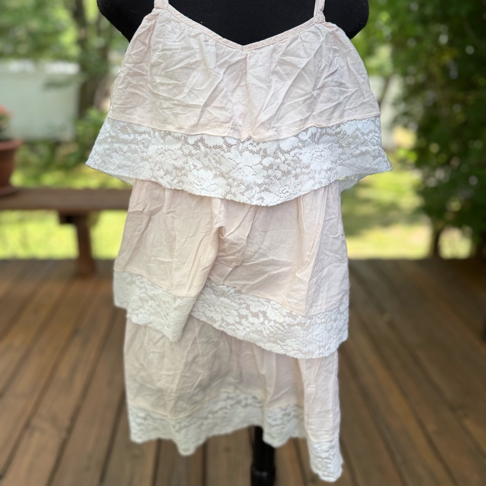 H&M‎ Pale Pink Lace-Trim Tiered Camisole Dress